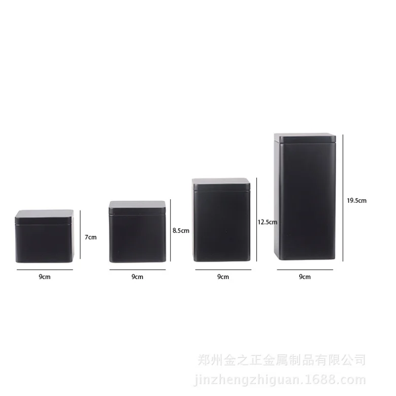 高級食品茶包装金属缶ボックス/黒四角茶容器缶/缶ゴールデン