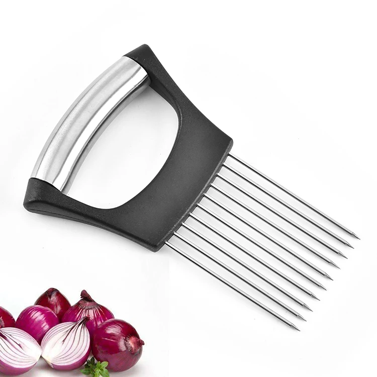 Smart Kitchen Gadgets Stainless Steel Kitchen Slicer Grip Handle Onion Cutter Fork Holder for Slicing