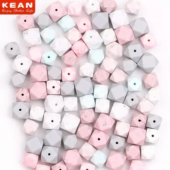 Fast Shipping Eco-friendly Safety Chewable Silicone Beads Silicone Hexagon Bead For Baby Teething