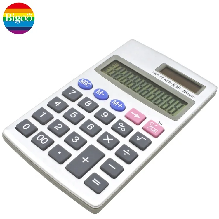 
 Металлическая крышка Настольный калькулятор с 10 цифр дисплей двойной мощности для офисного использования в рекламных целях  