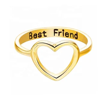Simple Hollow Heart Casting Ring Design Your Own Stainless Steel Best Friend Promise Ring