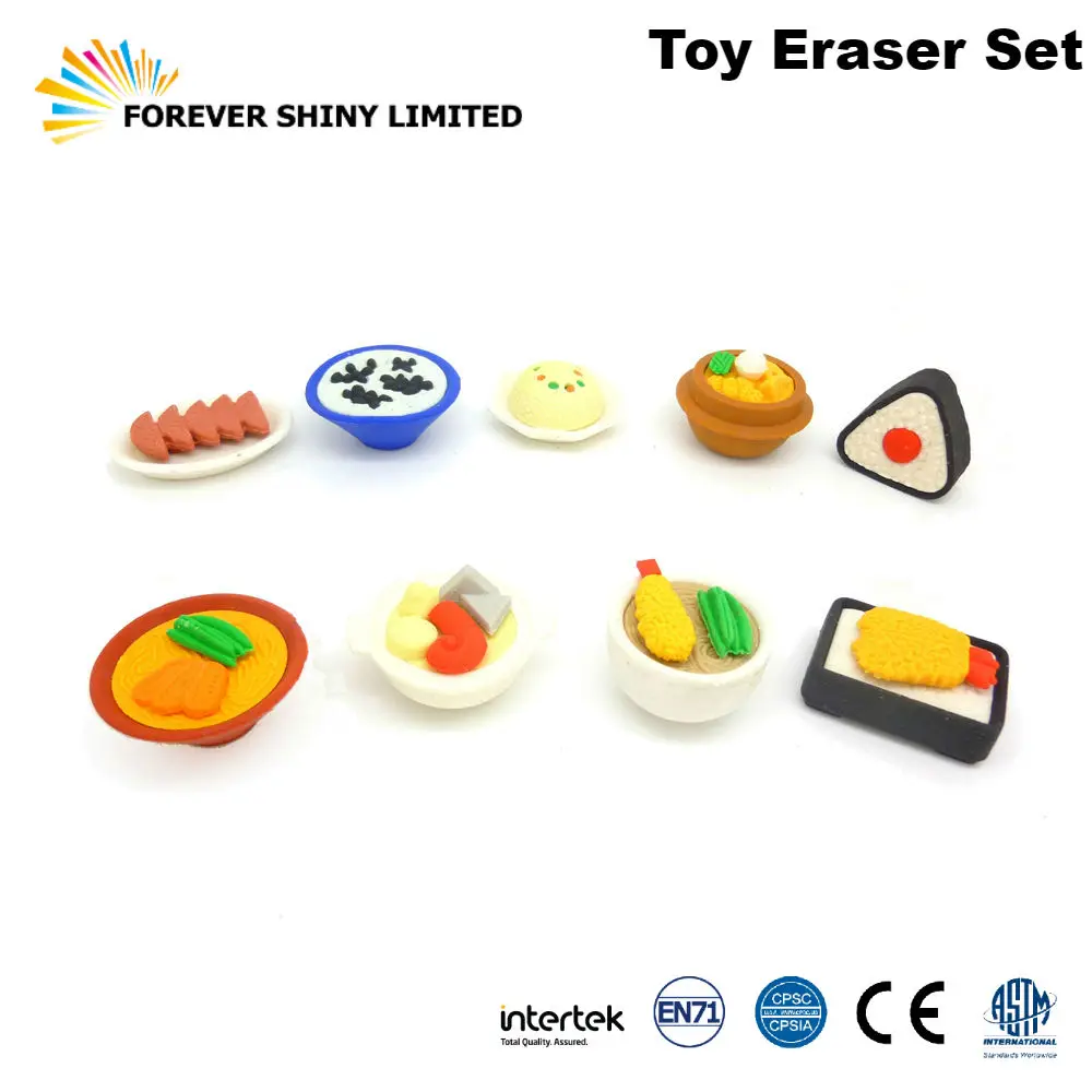 Wholesales 2018 Funny Stationery Novelty Small Capsule Egg Toy Rubber Japanese Style Food Eraser for Vending Machine