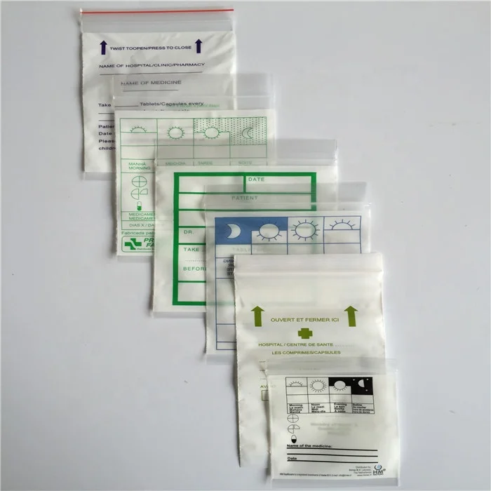 Medical 100% Ldpe Printed Pill Medicine Dispensing Envelope Packaging Reclosable Bag Medicine Organizer 4