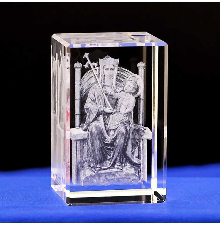 
 Католические иконы портреты Богородицы религиозные сувениры 3D лазерная гравировка кристаллический стеклянный куб  