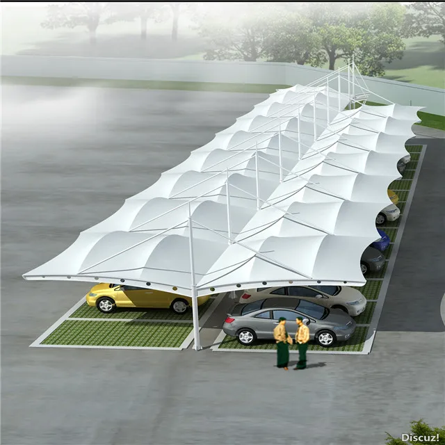 Tensile Membrane Shade Steel Structure Car Parking Shed Roof Design