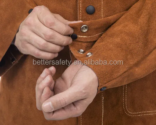 Veste De Soudure Professionnelle - Manches En Cuir Fendues - Taille Small - Coton Ignifugé Haut De Gamme