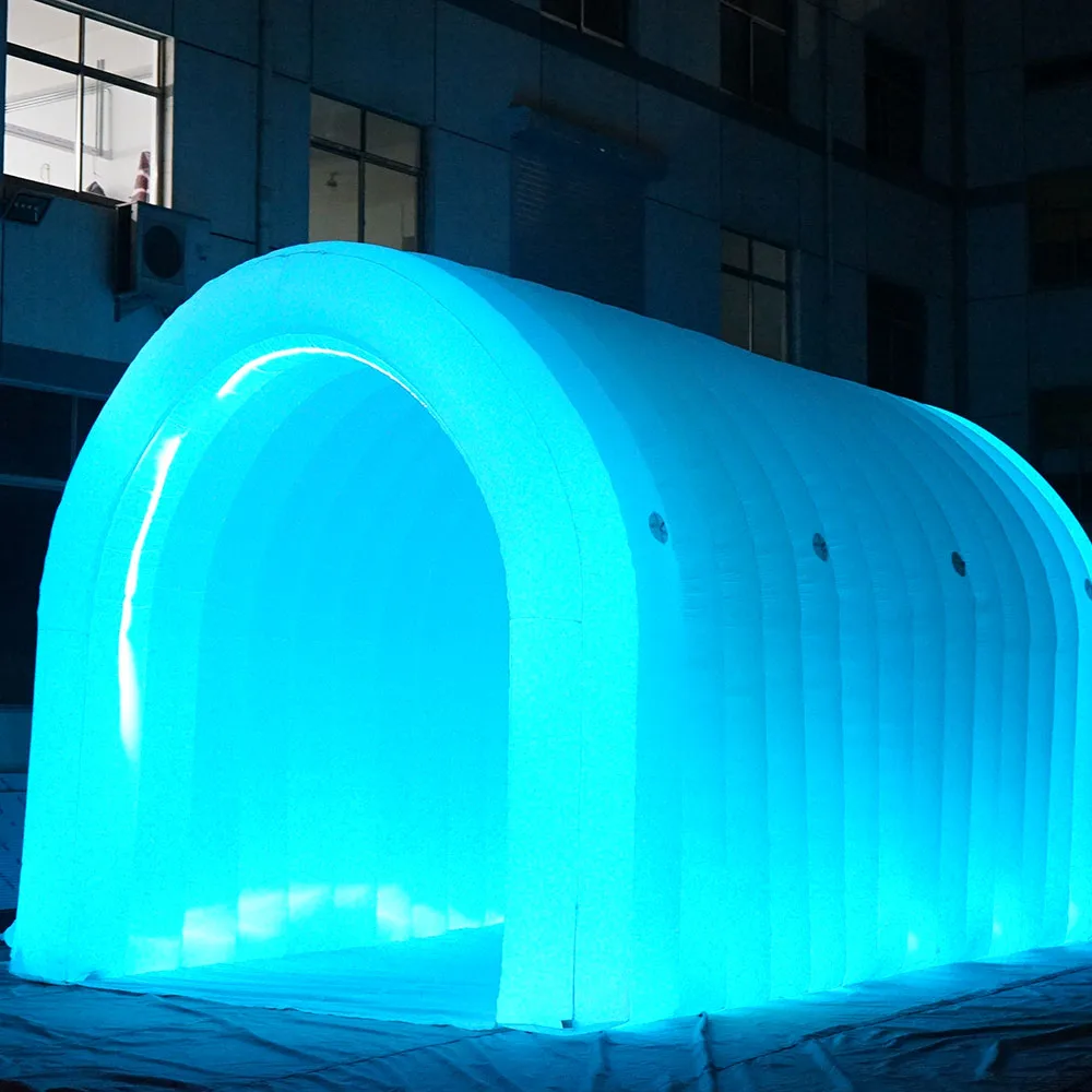 Blow up White Party Tunnel LED Air Tent China Direct Factory Inflatable Air Tunnel Tent With LED Light