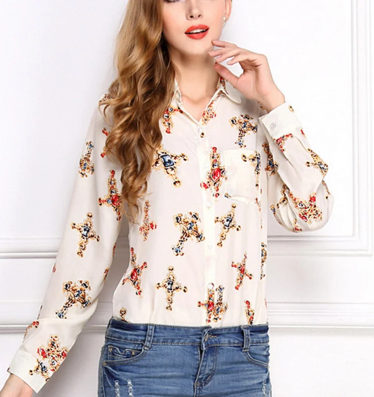 Latest Design Women Long Sleeve High Quality Blouse Office Formal Blouse  Latest Printed Blouse Design - Buy Blouse Designs For Office,Office Uniform Blouse  Design,Latest Printed Blouse Design Product on 