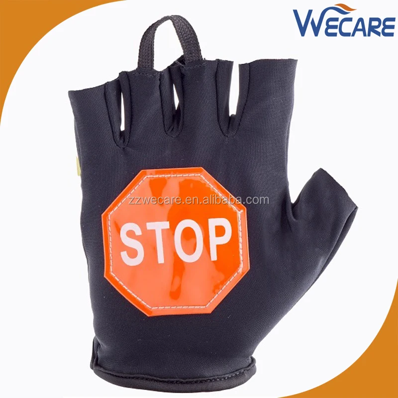 Fingerless Reflective Tape Control Hand Protection Traffic Safety Gloves