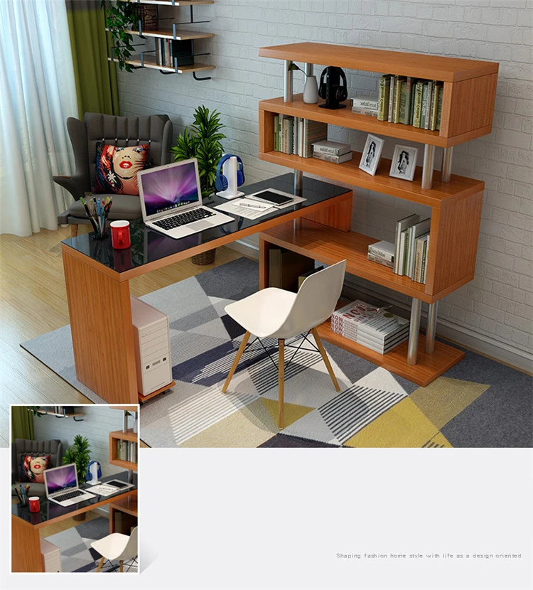 S Shaped Rotating Computer Desk Desktop Home Custom Simple Desk Frame Combination Corner Desk With Cabinet