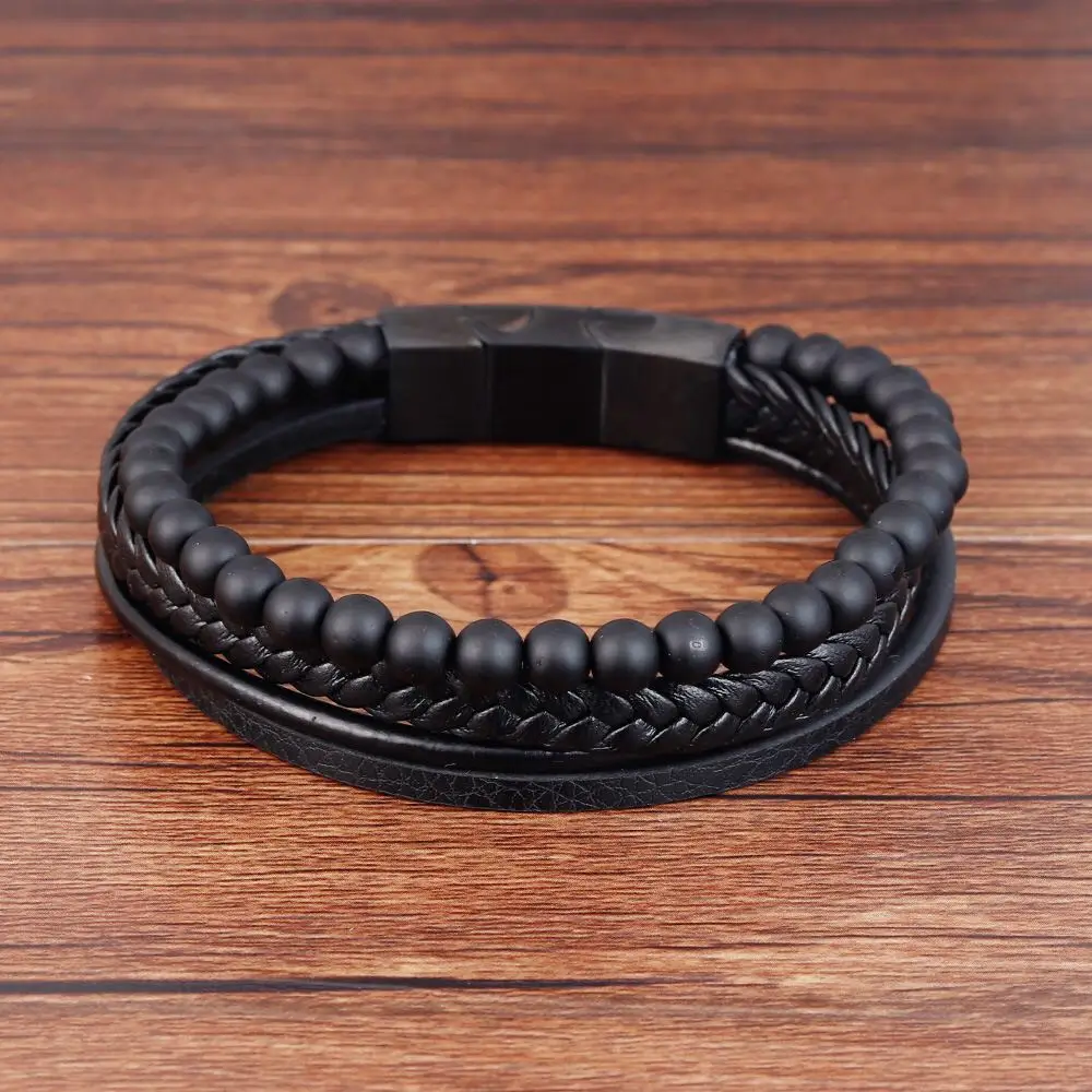 STYLISH T&T Leather Bracelet Wristband NEW 