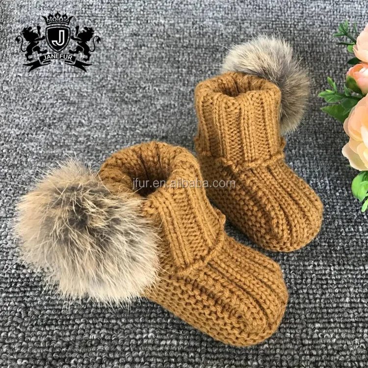 Различные цвета в наличии детская обувь кроличьи меховые шарики вязанные крючком детские туфли для девочек
