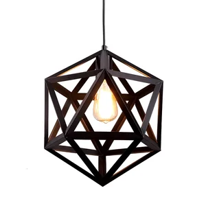 Rustic Retro Iron Dining Geometric Polygon Loft Pendant Light