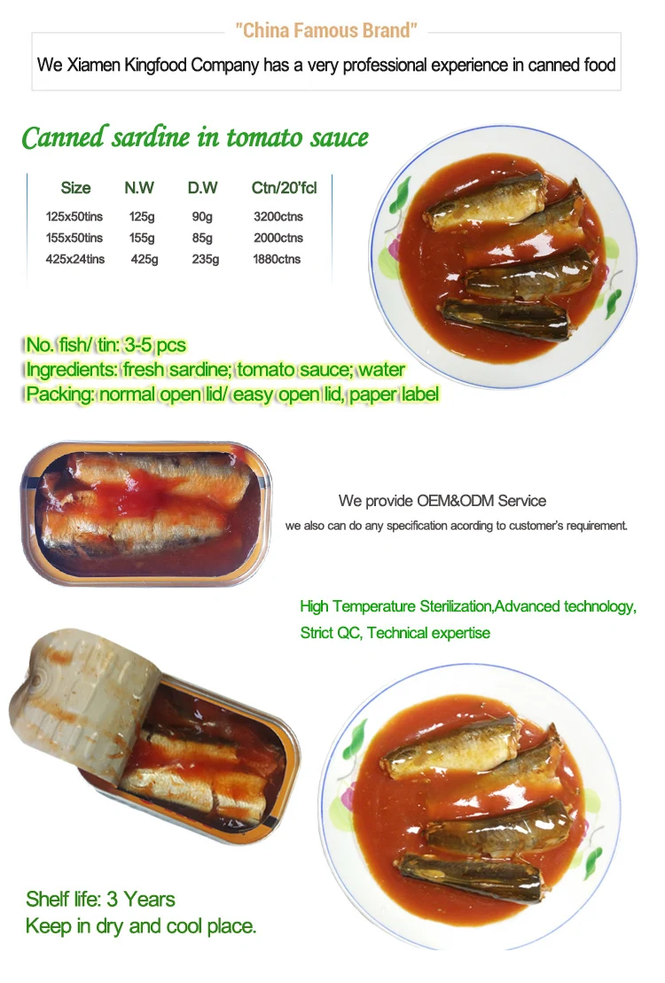 425g Canned Whole Sardine Fish In Tomato Sauce Preserved With Oil And ...