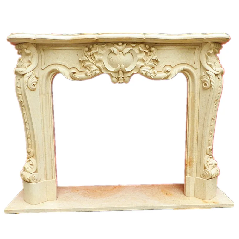 Customized Size Marble Granite Carved Stone Fireplaces Mantel