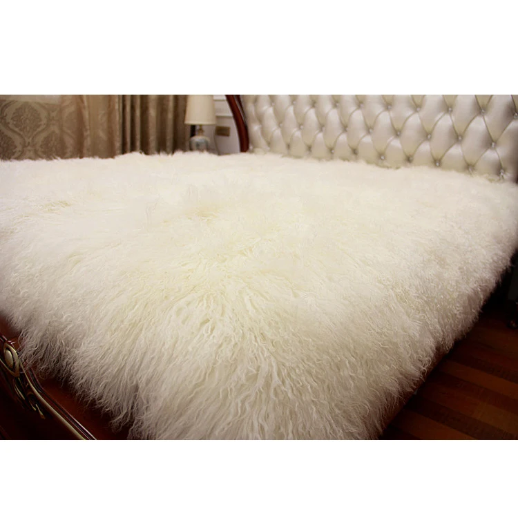 Long hair curly lamb fur pelt / mongolian lamb fur plate / finished lamb skin