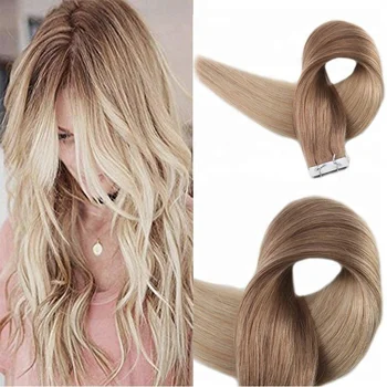 No shedding 16"-22" super star india tape in human virgin remy straight tape hair extention
