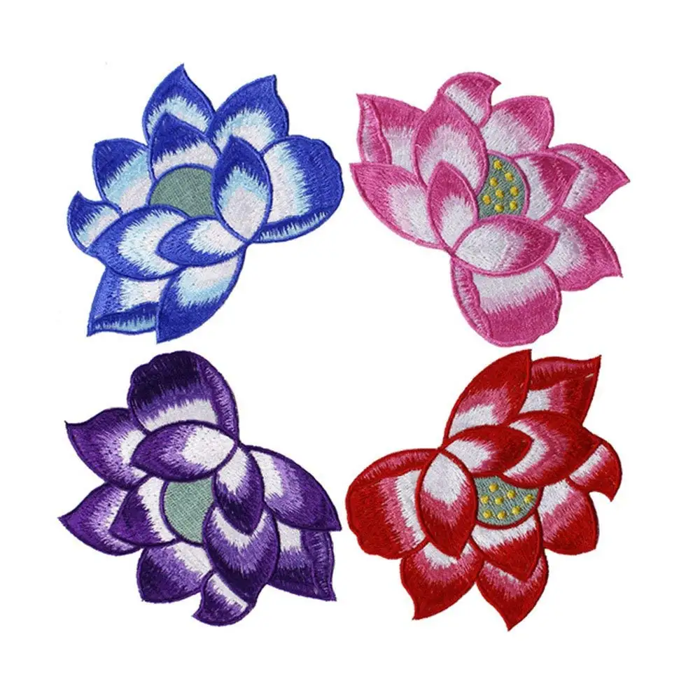 Lotus Flower Embroidery Applique Versatile Fabric Patches
