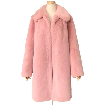 2019 New Arrival Winter Coat Outerwear Fashion Women Faux Mink Fur Jacket Faux Velvet Pink Fake Fur Coat Faux Fur Coat Women