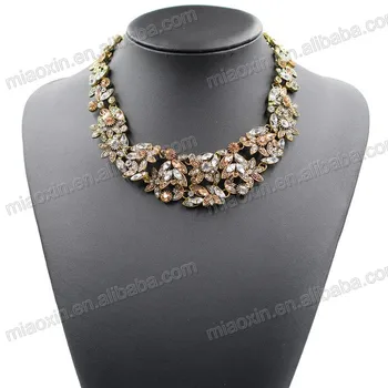 crystal pearl bead heavy chunky necklace costume resin crystal necklace jewelry statement costume jewellery necklace