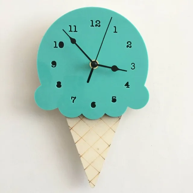 Ice Cream Silent Clock Cartoon - Perfect for Kids' Room