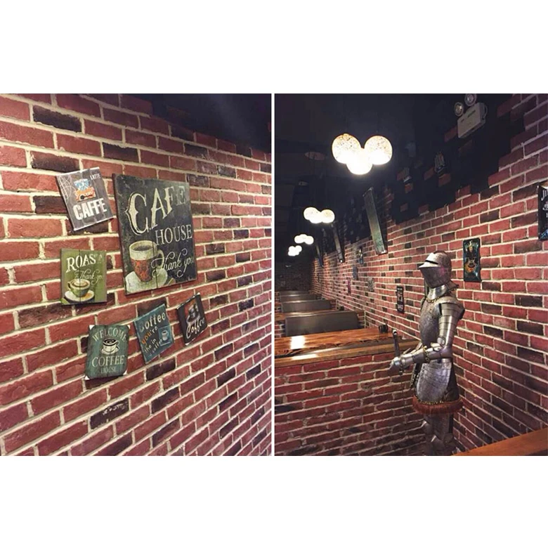 Faux Old Red Cladding Veneer Tiles Facade Brick slip Fascia Wall Thin Brick Artificial Flexible Stone