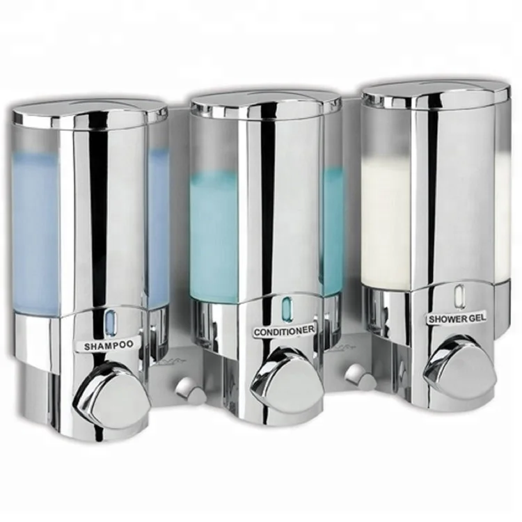 2 in 1 Chamber Wall Mounted Bathroom Shower Pump Dispenser and  Organizer-Holds Shampoo, Soap, Conditioner, Shower Gel