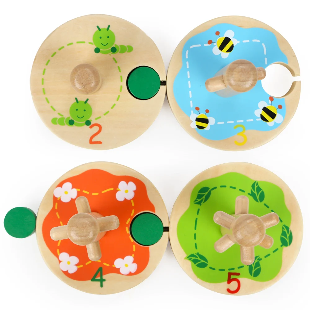 Лучшая Яркая деревянная гусеница радужная образовательная штабелеукладывающая игрушка