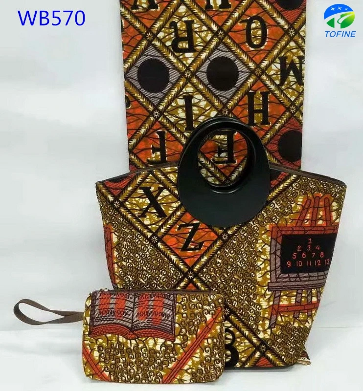 Оптовая продажа, новинка, голландский воск, 6 ярдов, подходящие сумки из Африканской вощеной ткани с принтом для женской вечеринки