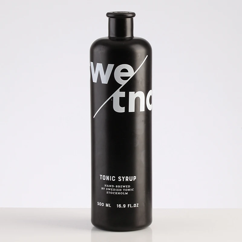 High Quality Frosted Black Color Round Tequila Glass Bottle 200ml 500ml Free Sample