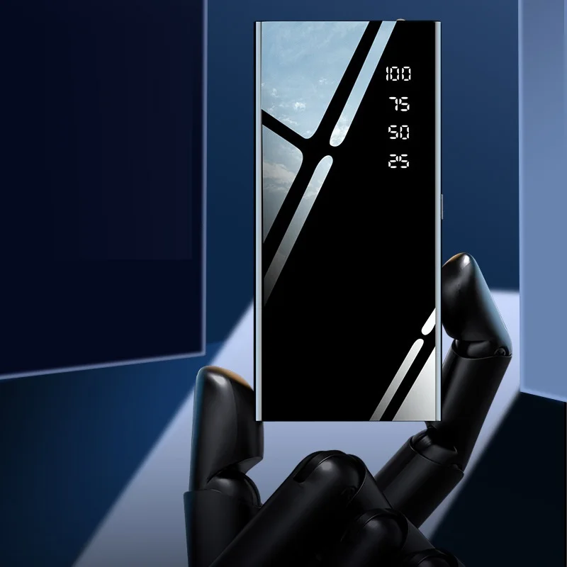 Fast Charging 6000mAh Mirror Mobile Power Bank With LED Digital Display