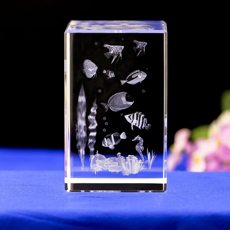 Custom Professional Gifts Animal Fish underwater world 3d Laser Crystal Gifts