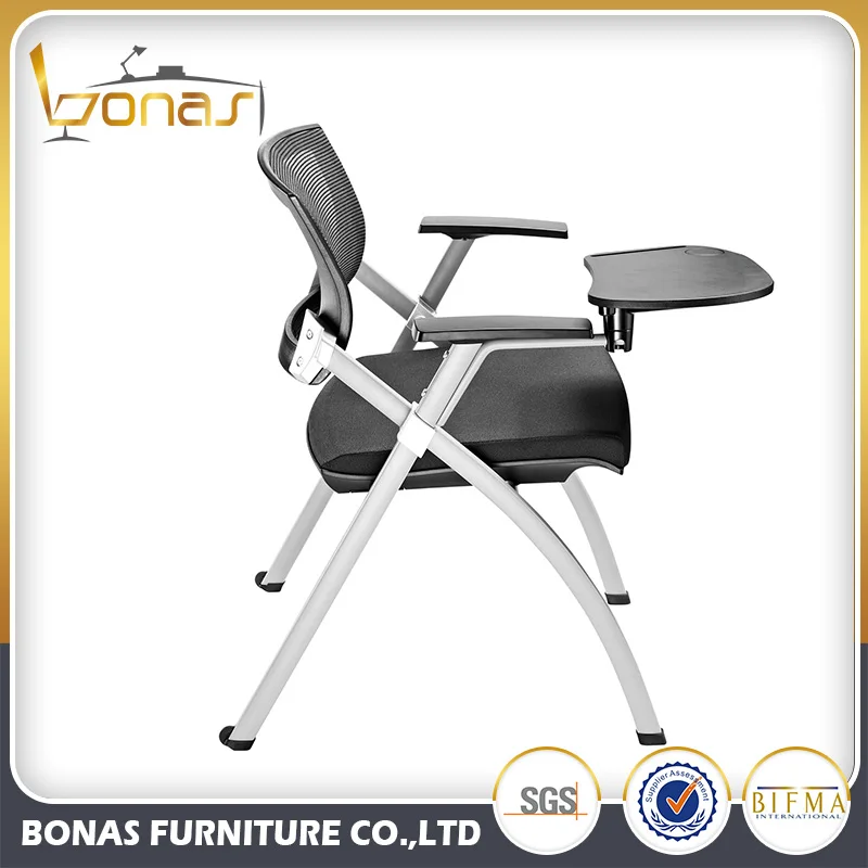 Cheap Training Chairs with Tables Attached Mesh Folding Chair with Wheels