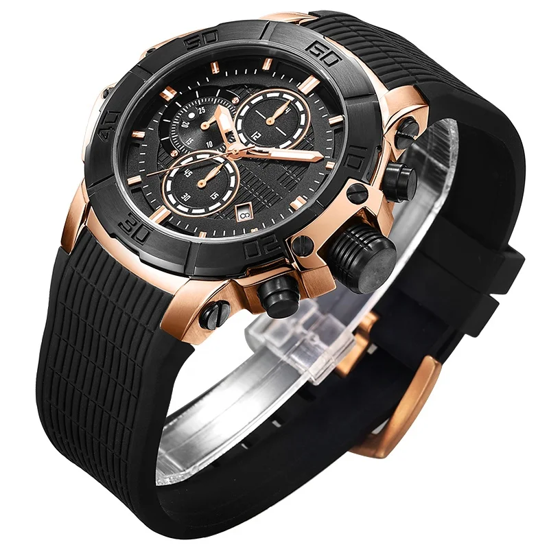2018  Luxury Mens Sports Digital Watch Stainless Steel Back Multifunction Watch with Water Resistant