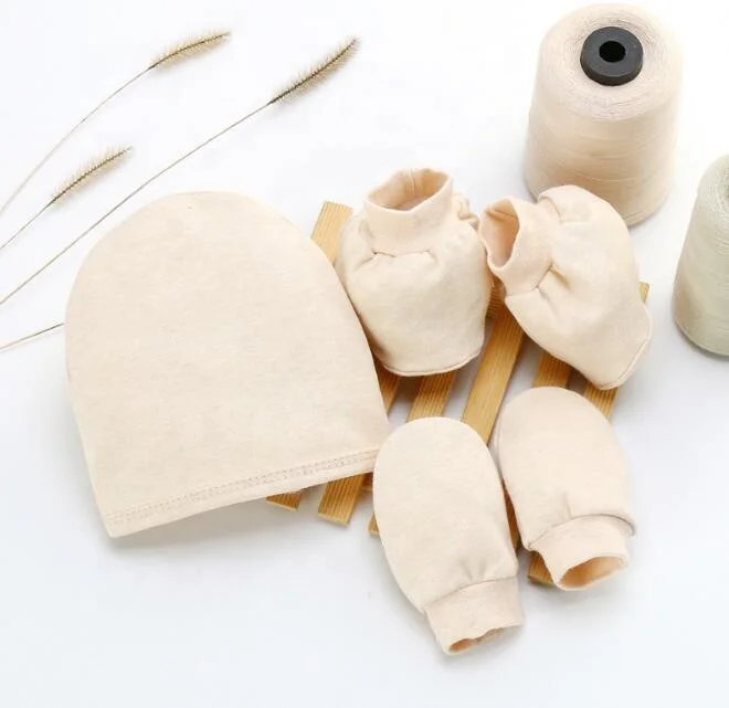 
Заводская оптовая торговля из органического хлопка, милый комплект одежды из 3 предметов для новорожденных шапка варежки пинетки Подарочный набор пинетки и варежки 