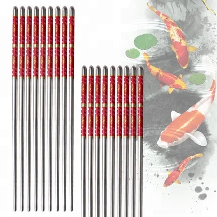 Палочки для еды из нержавеющей стали подарочный набор