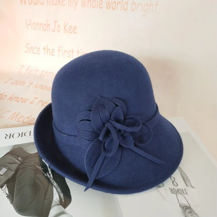 Vintage Felt Cloche Bucket Bowler Hat - Winter Women display picture 1