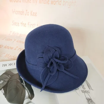 Vintage Felt Cloche Bucket Bowler Hat - Winter Women display picture 3