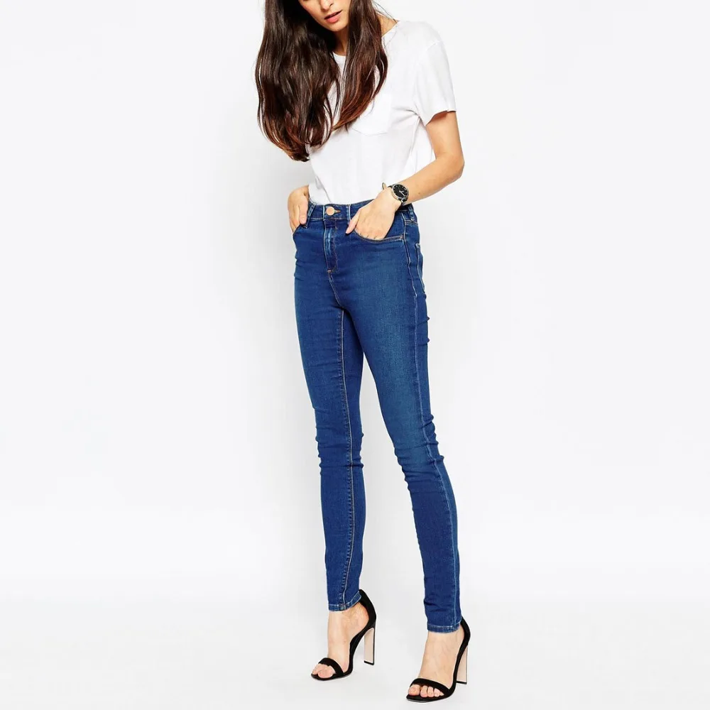 plain blue skinny jeans