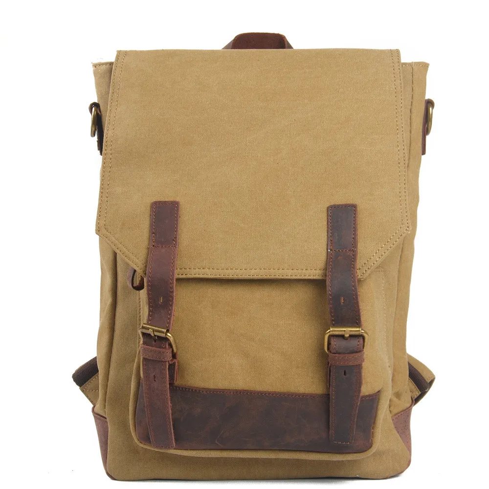 Waterproof teens college school bags wholesale vintage outdoor canvas mens backpack