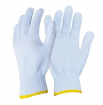 China Customizable cheap bleached white cotton and polyester knitted yarn work gloves for gardening gloves and safety gloves