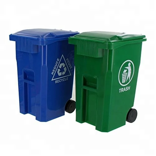 Mini Curbside Trash and Recycle Can Set Storage Bins Pen Pencil Cup Holder