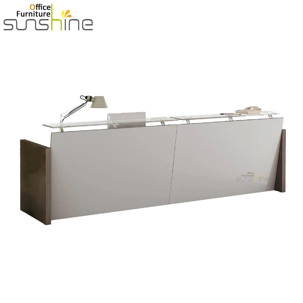 Modern reception desk with side cabinet curving table and dampers supplier