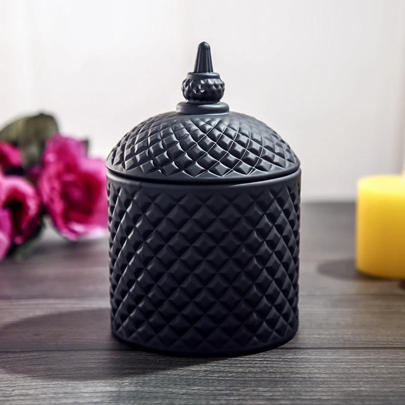 Wholesale 12oz Luxury Empty Matte Black Glass Candle Jars