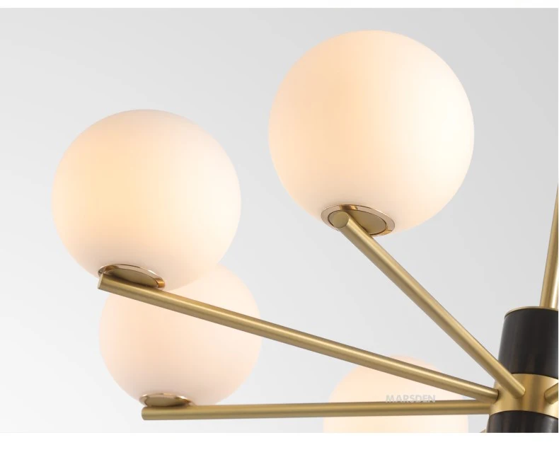 Современная белая люстра MARSDEN, латунная черная мраморная ручная люстра из дутого стекла с хрустальными шариками