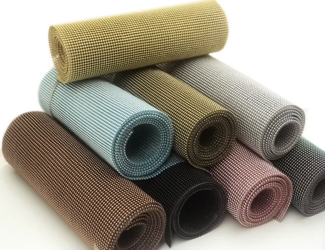 Sparkling Metallic Sequin Cloth Hot Fix Metal Beaded Mesh Sheet Aluminum Chain Mail Fabric for Curtains