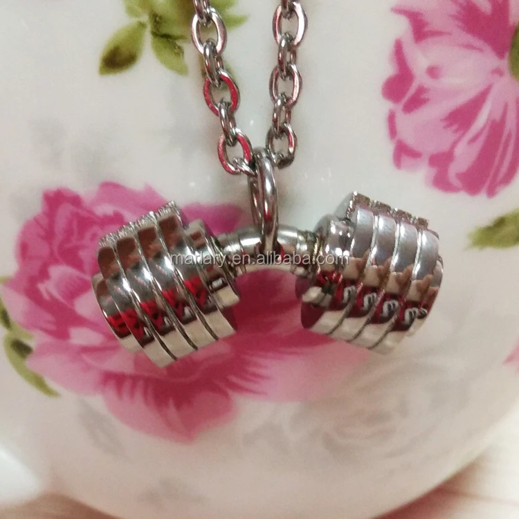 Men Fitness Jewelry Gym Necklace Bend Broken Dumbbell Pendant Show Your  Strength and Motivation