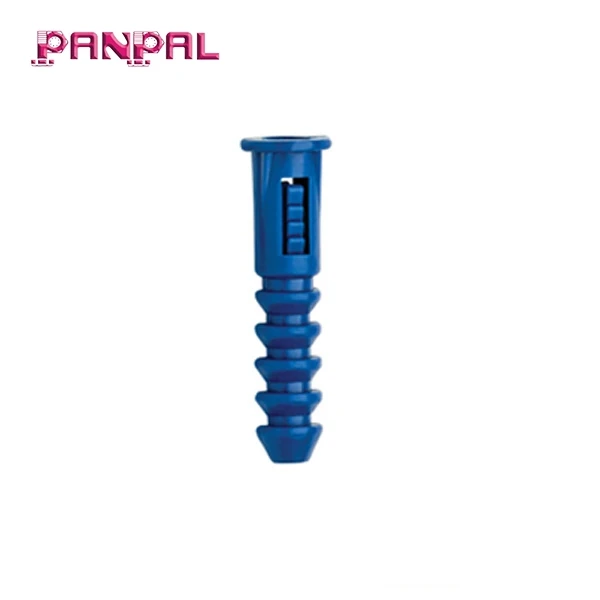 Постачання з фабрики в Китаї, ребристий пластиковий дюбель, 8-10-12 x 1 1/4 дюйма, синій, 100 штук