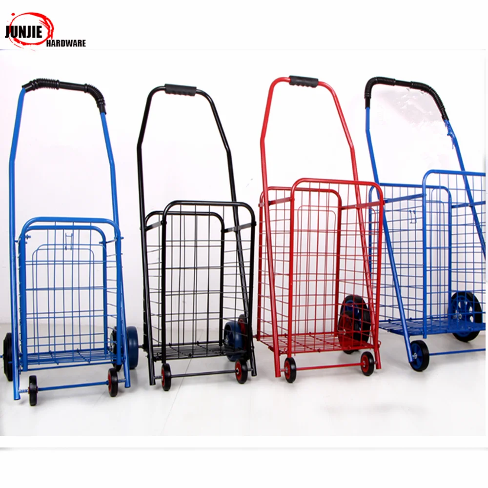 WXQ-XQ Serving Cart Trolley Shopping Trolley Folding Aluminum Alloy Color Waterproof Matching Cloth Bag Shopping Cart Lightweight Climbing Trolley Cart with 2 Big Wheels for Home Lightweight Shopping 
