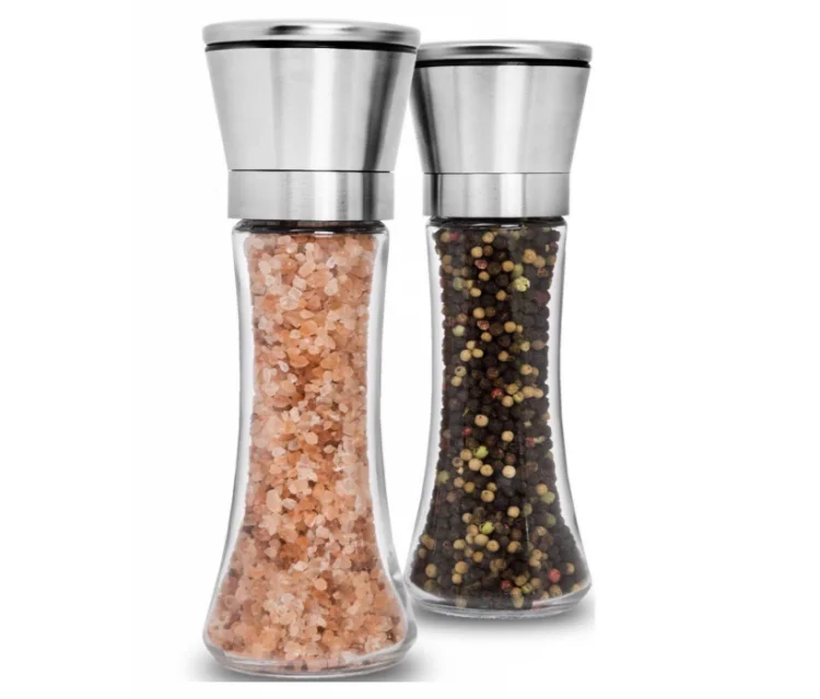 KIBAGA Premium Salt and Pepper Grinder 2 Set of Stainless Steel Shakers  Mills